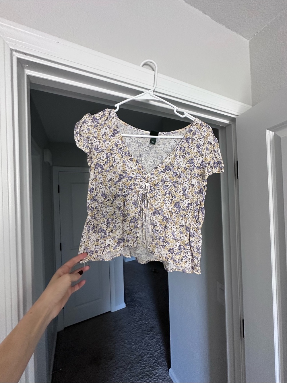 wild fable Lavender Floral Tie-Front Crop Top